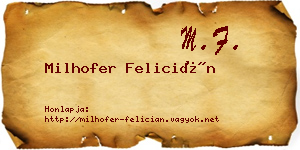 Milhofer Felicián névjegykártya